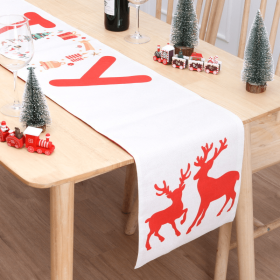 Holiday Party Christmas Table Flag Double Printing Snowman Table Mat (Color: Color D, size: 180x33cm)