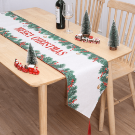 Holiday Party Christmas Table Flag Double Printing Snowman Table Mat (Color: Color F, size: 180x33cm)