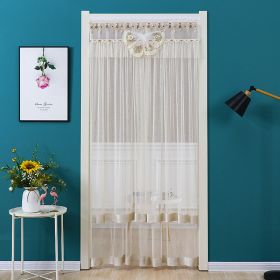 Double Yarn Lace Gauze Door Curtain Over The Door Anti-mosquito Living Room Bedroom Bathroom Universal Partition Home Decoration (Color: Beige, size: 90x200cm)