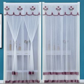 Double Yarn Lace Gauze Door Curtain Quiet Anti-mosquito Embroidered Living Room Bedroom Bathroom Universal Partition Home Decor (Color: 03 Purple, size: 90x200cm)