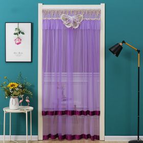 Double Yarn Lace Gauze Door Curtain Over The Door Anti-mosquito Living Room Bedroom Bathroom Universal Partition Home Decoration (Color: purple, size: 100x200cm)