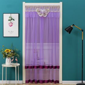 Double Yarn Lace Gauze Door Curtain Over The Door Anti-mosquito Living Room Bedroom Bathroom Universal Partition Home Decoration (Color: purple, size: 100x210cm)