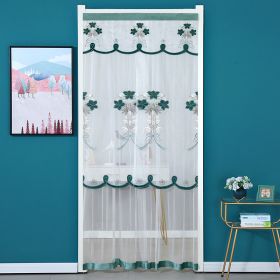 Double Yarn Door Curtain Anti-mosquito Flowers Embroidery Mute Bedroom Living Room Bathroom Universal Partition Home Decoration (Color: Green, size: 90x220cm)