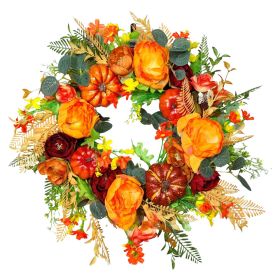 Artificial Fall Wreath Lifelike Decorative Wreaths (size: 45cm)