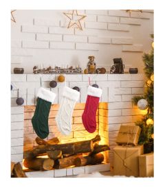 Christmas Decoration Christmas Plush Knit Socks Christmas Children's Holiday Gift Socks Gift Bag Pendant (select: green)