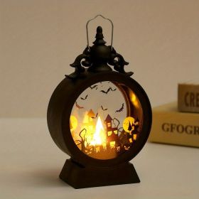 Vintage LED Halloween Candle Lantern Halloween Lantern,Mini Lantern Decorative Lights Vintage Hanging LED Small Candle Lanterns Gifts For Indoor,Outdo (STYLE: Castle)