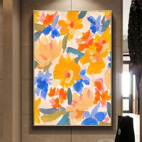 Handmade Oil Painting Canvas Wall Art Decor Original Orange Flower Painting Abstract Floral Painting Living Room Hallway Bedroom Luxurious Decorative (STYLE: 1, size: 50X70cm)