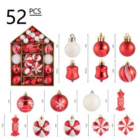 Christmas Balls House Set Christmas Decoration Hand Painted Christmas Balls Christmas Hangings (size: 52PCS Red B)