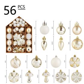 Christmas Balls House Set Christmas Decoration Hand Painted Christmas Balls Christmas Hangings (size: 56PCS champagne gold B)