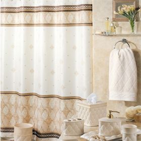 Muwago Luxurious Lattice Print Vintage Classic Shower Curtain Elegant Thick Waterproof Light Brown Marble Pattern Bath Cover (size: W72"*H78")