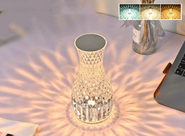 Vase Shape Atmosphere Crystal Lamp Romantic Bedside Diamond Table Lamp Home Christmas Decorations LED Lights (Electrical outlet: USB, STYLE: Charging 3colors)