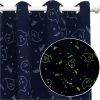 Muwago Ghost Demon Dark Blue Blackout Curtains Luminous Glow in The Dark Themed Grommet Thermal Insulated Curtains Bedroom and Living Room Window Trea