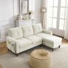 80' Convertible Sectional Sofa Couch;  3 Seats L-shape Sofa with Removable Cushions and Pocket;  Rubber Wood Legs