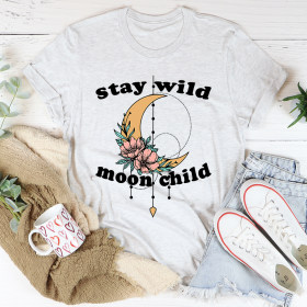 Stay Wild Moon Child Boho T-Shirt (Color: White, size: 3XL)