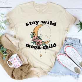 Stay Wild Moon Child Boho T-Shirt (Color: Soft Cream, size: S)