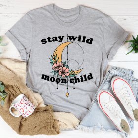 Stay Wild Moon Child Boho T-Shirt (Color: Athletic Heather, size: XL)