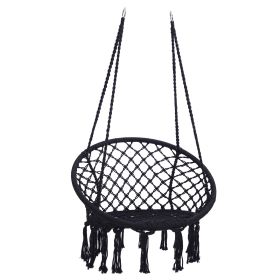 Tassel Hammock Chair - Beige (Color: Black)