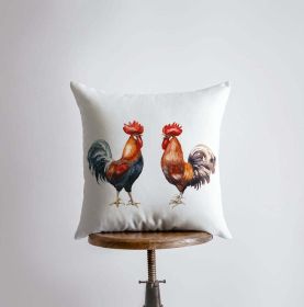 Watercolor Roosters | Gifts | Brid Prints | Bird Decor |Accent Pillow Covers | Throw Pillow Covers | Pillow | Room Decor | Bedroom Decor (Cover & Insert: Cover only, Dimensions: 28x28)