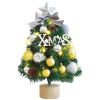 1.5FT Small Christmas Tree with 10FT Lights Table Top Mini Christmas Tree Artificial Flocked Xmas Decorations for Living Room Bedroom Office Shop