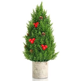 Christmas Festive Household Deco Mini Tabletop Christmas Tree (Color: Green, size: 18.5")