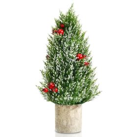 Christmas Festive Household Deco Mini Tabletop Christmas Tree (Color: Snowy, size: 18.5")