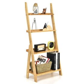 Living Room 4-Tier Bamboo Ladder Display Shelf Storage Rack Plant Flower Stand (Type: Display Shelf, Color: Nature)