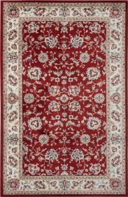 Stylish Classic Pattern Design Traditional Floral Filigree Bordered Area Rug (Color: Red|Ivory, size: 5' X 7'9")