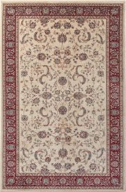 Stylish Classic Pattern Design Traditional Bordered Floral Filigree Area Rug (Color: Beige|Ivory, size: 9'-6" X 12'-9")