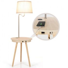 Simple Design Nightstand Lighting With Wireless Side Table Charger (Type: Nightstand, Color: Natural)