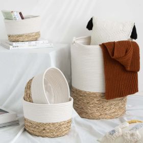 Set of 4 Wicker Laundry Hampers, Woven Laundry Basket Set, White (Color: White & Natural)