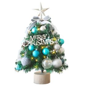 1.5FT Small Christmas Tree with 10FT Lights Table Top Mini Christmas Tree Artificial Flocked Xmas Decorations for Living Room Bedroom Office Shop (size: 18in Blue)