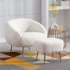 Modern Comfy Leisure Accent Chair; Teddy Short Plush Particle Velvet Armchair with Ottoman for Living Room