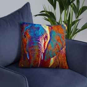 Accent Pillow, Colorful Elephant Print (size: 18√ó18)