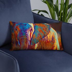 Accent Pillow, Colorful Elephant Print (size: 20√ó12)