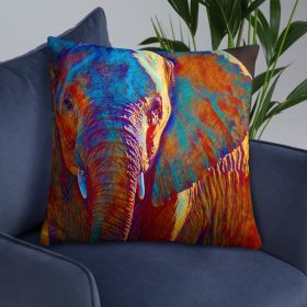 Accent Pillow, Colorful Elephant Print (size: 22√ó22)