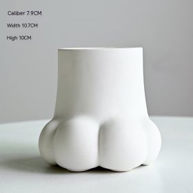 Creative Ceramic Vase Cute Solid Color Cat's Paw (Color: White)