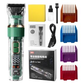 Model Electric Pet Hair Cutter Hair Clipper LCD Digital Display Ceramic Blade (Option: Green-USB)