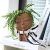 Face Planters Pots Unique Face Flower Pot for Indoor Outdoor Plants, Resin Head Planter with Drainage Hole