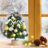 1.5FT Small Christmas Tree with 10FT Lights Table Top Mini Christmas Tree Artificial Flocked Xmas Decorations for Living Room Bedroom Office Shop