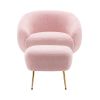 Modern Comfy Leisure Accent Chair; Teddy Short Plush Particle Velvet Armchair with Ottoman for Living Room