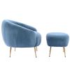 Modern Comfy Leisure Accent Chair; Teddy Short Plush Particle Velvet Armchair with Ottoman for Living Room