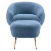 Modern Comfy Leisure Accent Chair; Teddy Short Plush Particle Velvet Armchair with Ottoman for Living Room