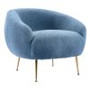 Modern Comfy Leisure Accent Chair; Teddy Short Plush Particle Velvet Armchair with Ottoman for Living Room