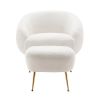 Modern Comfy Leisure Accent Chair; Teddy Short Plush Particle Velvet Armchair with Ottoman for Living Room