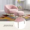 Modern Comfy Leisure Accent Chair; Teddy Short Plush Particle Velvet Armchair with Ottoman for Living Room