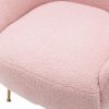 Modern Comfy Leisure Accent Chair; Teddy Short Plush Particle Velvet Armchair with Ottoman for Living Room