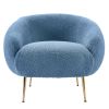 Modern Comfy Leisure Accent Chair; Teddy Short Plush Particle Velvet Armchair with Ottoman for Living Room