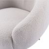 Modern Comfy Leisure Accent Chair; Teddy Short Plush Particle Velvet Armchair with Ottoman for Living Room