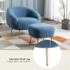 Modern Comfy Leisure Accent Chair; Teddy Short Plush Particle Velvet Armchair with Ottoman for Living Room