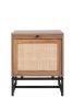 Natural Rattan door nightstand, storage End Table, Accent Bedside Table for Bedroom, Living Room